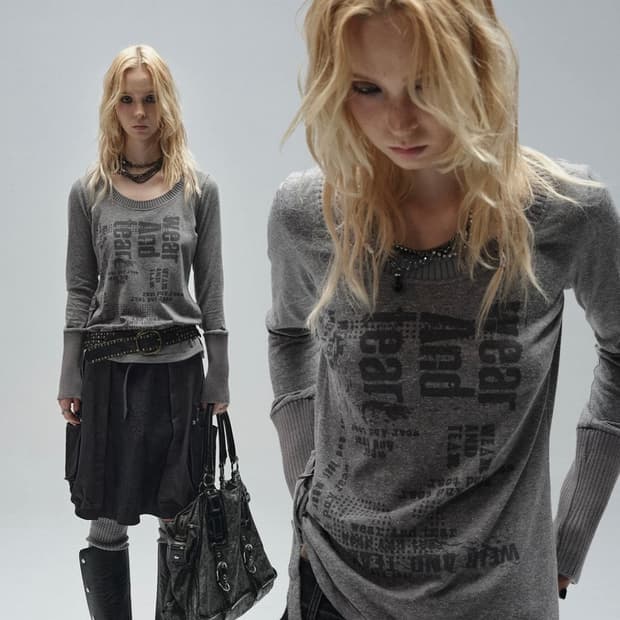 wearandtear  라운드넥 드로스트링 레트로 롱슬리브 니트티