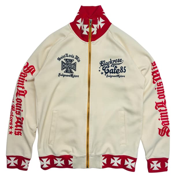 일본 빈티지 펑크 화이트 트랙탑 져지 L