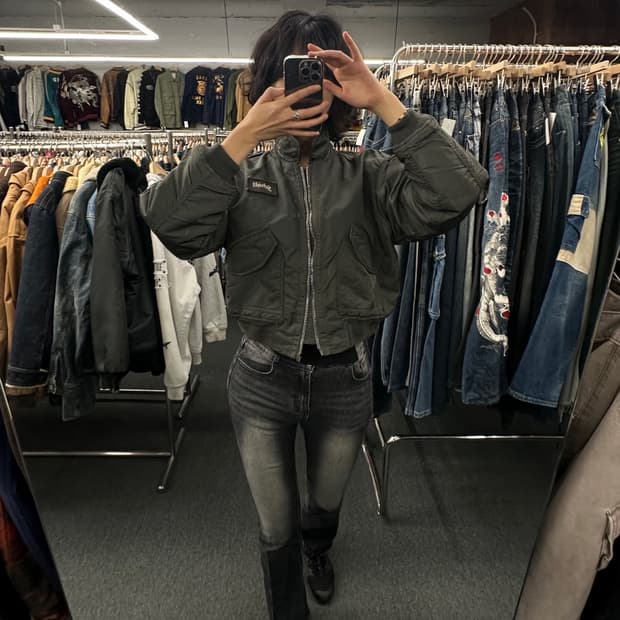 OS)쇼트 빈티지 패치 항공점퍼 MA-1