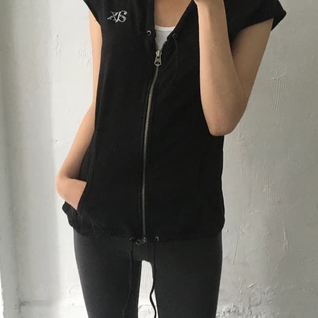 ARMANI EXCHANGE 아르마니 익스체인지 블랙 숏 슬리브 후드 집