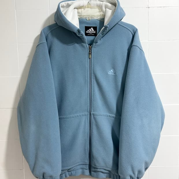아디다스 블루 플리스 후드집업