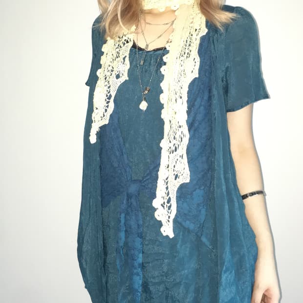 Axes femme blue dot ribbon blouse dress