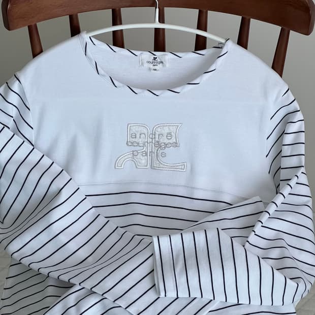 큐레쥬 스프라이프 코튼 면 롱 슬리브 티셔츠 꾸레쥬