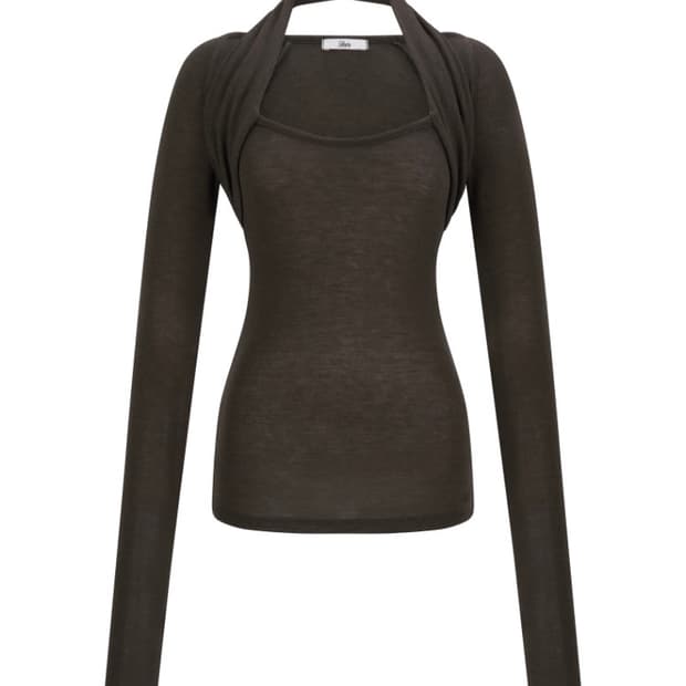 Seer 씨어 nude halter top_olive brown