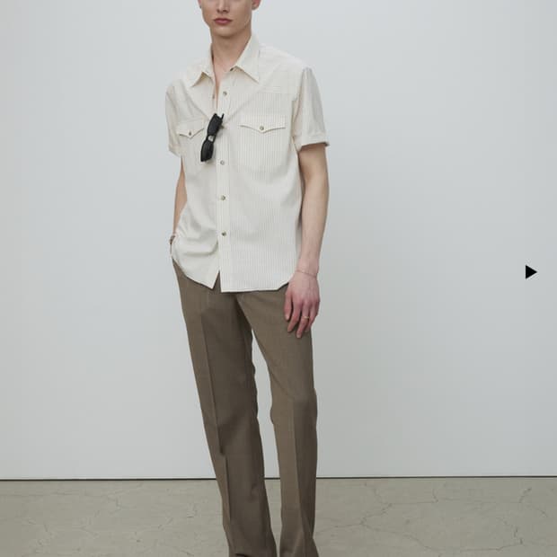 토니웩 RAW-CUT STRIPE CHECK SHIRT_ IVORY