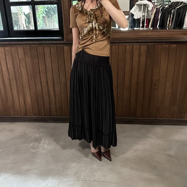 JPV stripe shirred long skirt