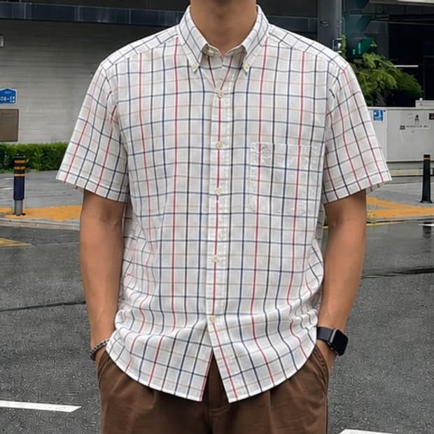 95 BURBERRY 버버리 반팔 셔츠 화이트 타타솔 멀티 체크