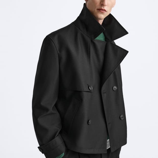 자라 더블 블레스트 숏 트렌치코트 블랙 L