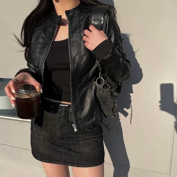 차이나넥 슬림핏 라이더자켓 (착샷o) 상태최상