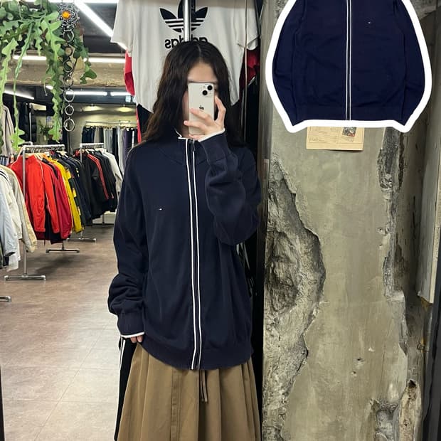 타미힐피거 니트 집업 네이비 XL #csz1861