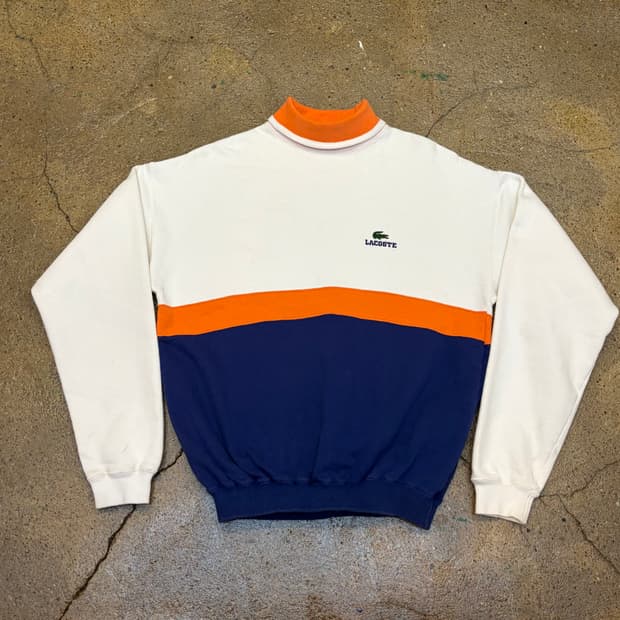 90s 미국 빈티지 라코스테 배색 더틀넥 목폴라 맨투맨
