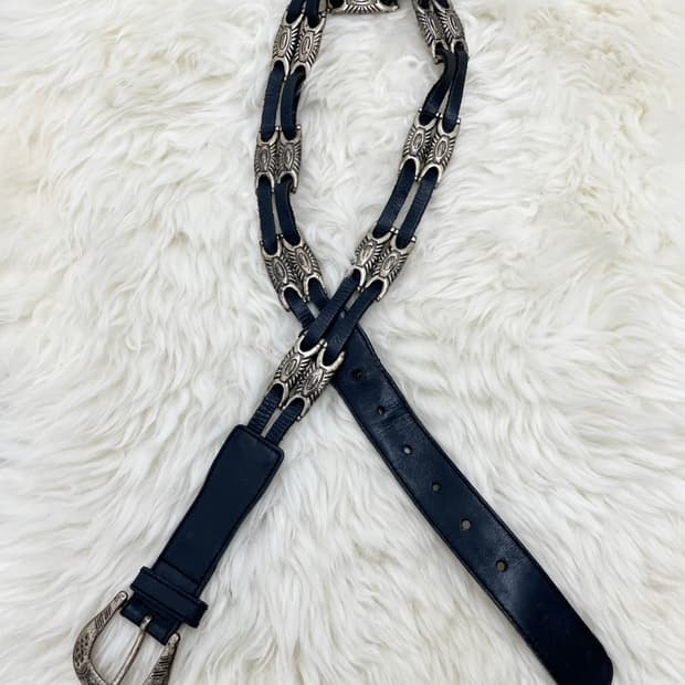 리얼레더 웨스턴 콘초 버클 벨트