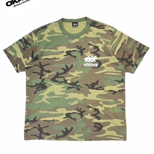 STUSSY 서프 워크 카모 반팔