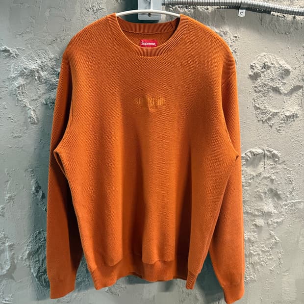 S 슈프림 SUPREME 센터 로고 코튼 니트 스웨터 오렌지