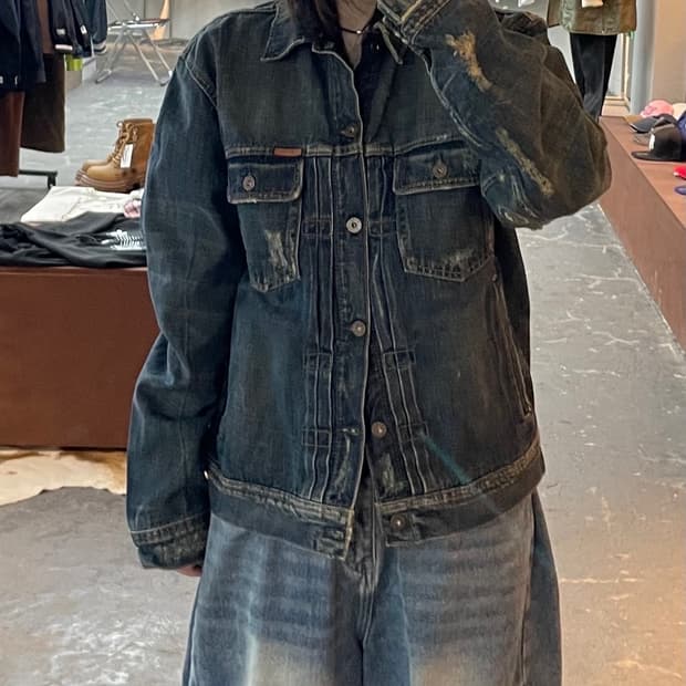 에즈라 피치 데미지 데님 트러커 자켓 H1676