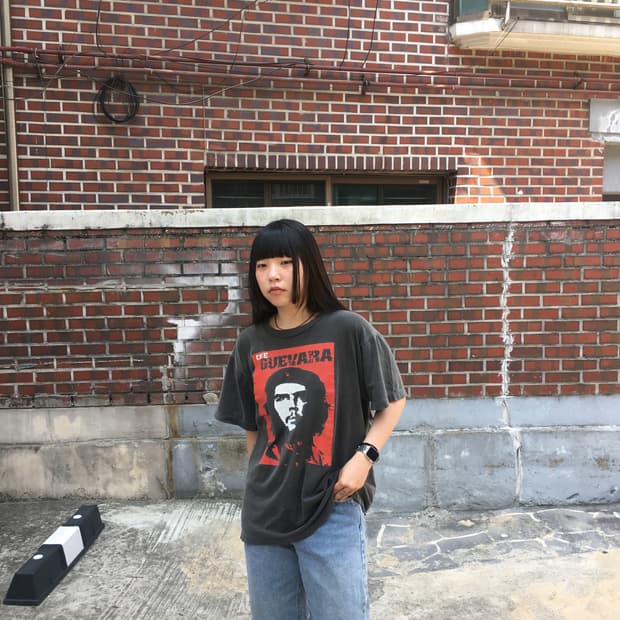 마이클 체 게바라 프린팅 반팔 티셔츠
