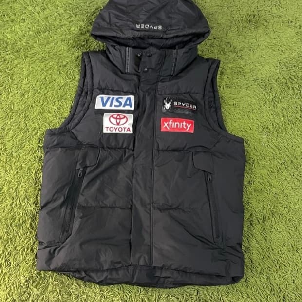 스파이더 스키 패딩 오리털 덕다운 후드 스키 조끼 패딩 105~110