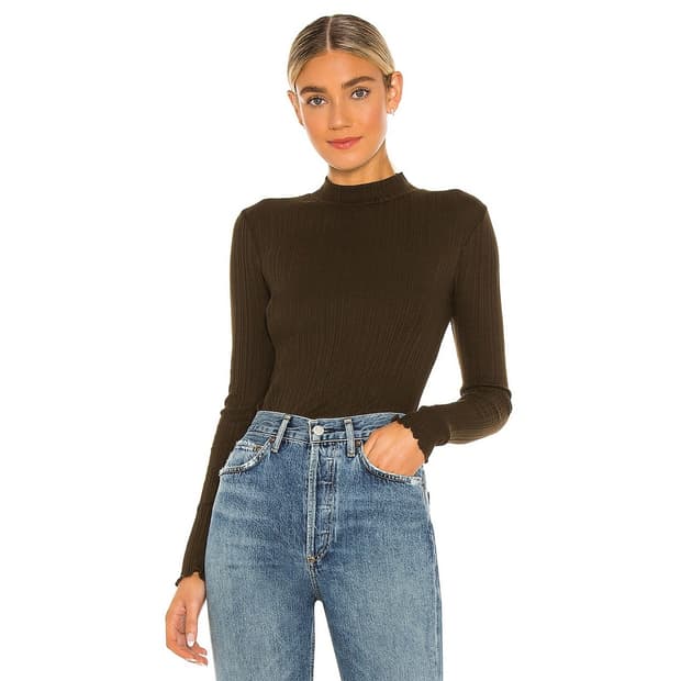 빈스 VINCE 골지 모크넥 탑