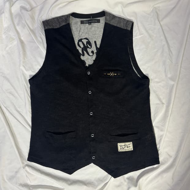 Collars 스터드 체인 스티치 자수 워크웨어 베스트