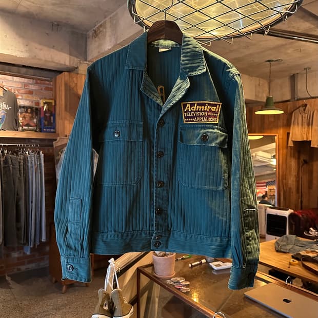 50s USA 빈티지 헤링본 트윌 체인스티치 워크 자켓