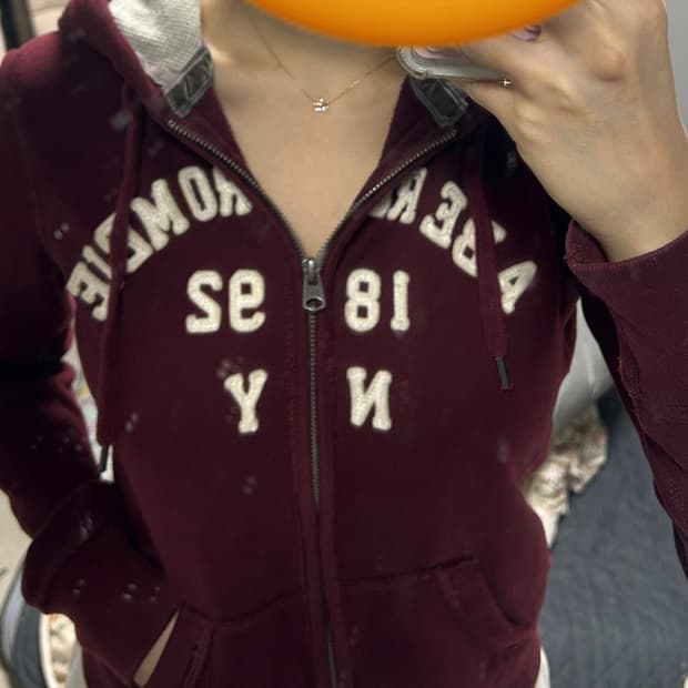 아베크롬비 슬림핏 후드집업 버건디s