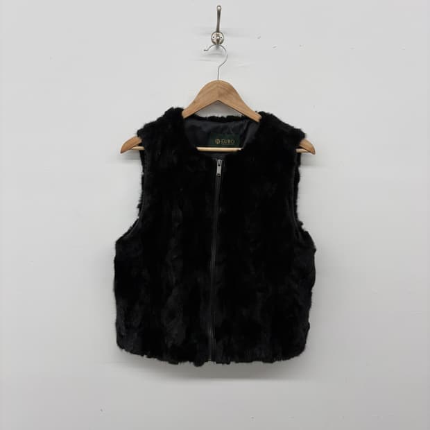 EURO COLLECTION 블랙 밍크 조끼 여/M