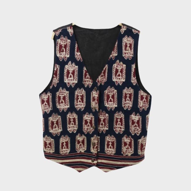 VINTAGE VEST 울 혼방 자수 베스트 66437
