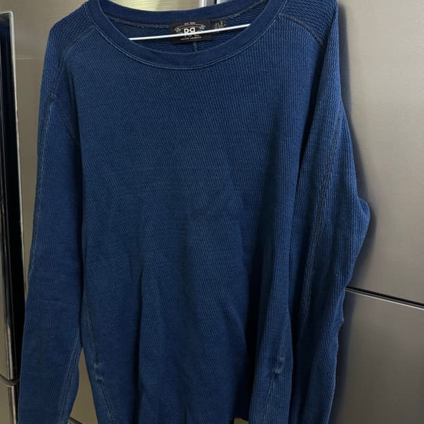 더블알엘 인디고 와플 크루넥