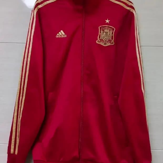 아디다스 스페인 버건디 금색 트랙탑 저지 져지집업 100/L