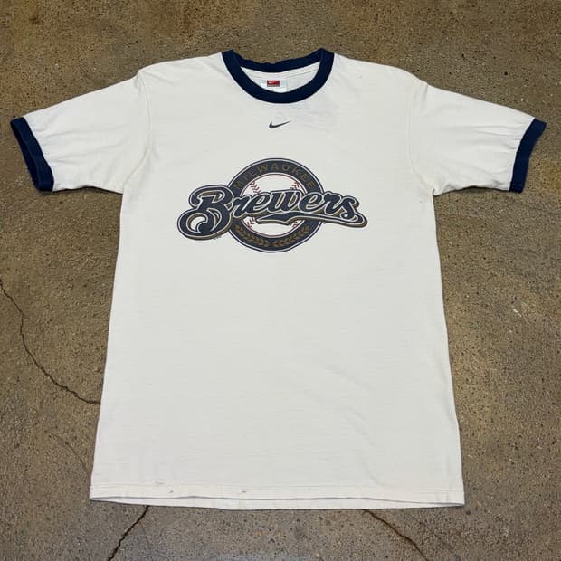 00s 미국 빈티지 나이키 MLB 밀워키 브루어스 링거티 반팔티