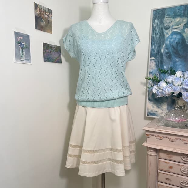 mint crochet summer knit top