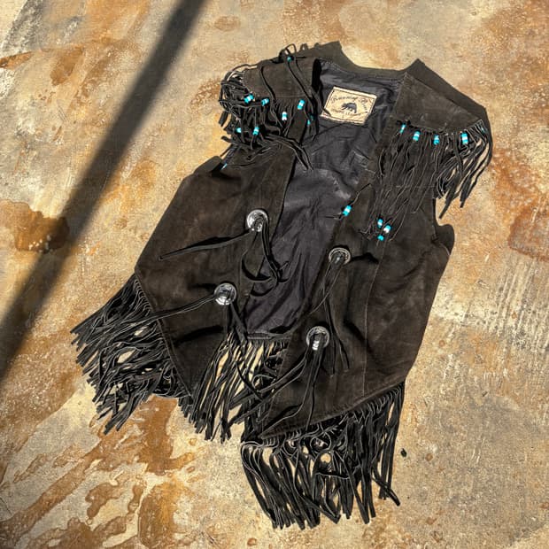 Vintage Native Style Fringe Leather Vest