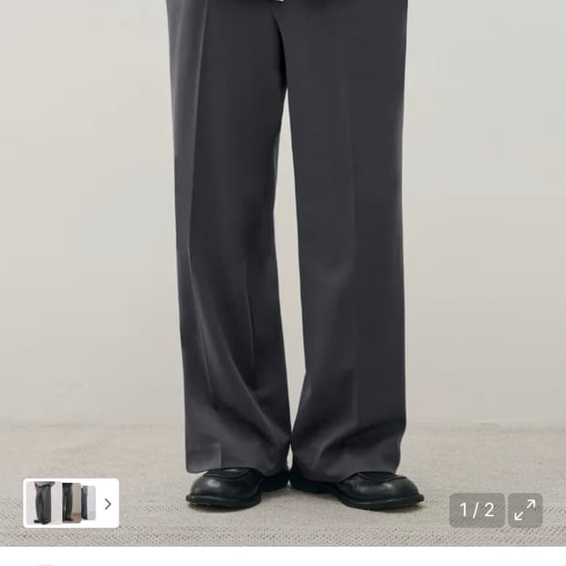 (새상품)(XL) 드로우핏 투턱 밴딩 와이드 슬랙스 [BLUE GREY]