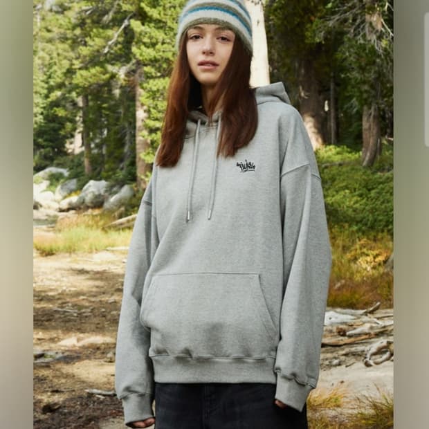 [M] 플루크 슬램로고 어센틱 회색 후드티 남녀공용 M사이즈