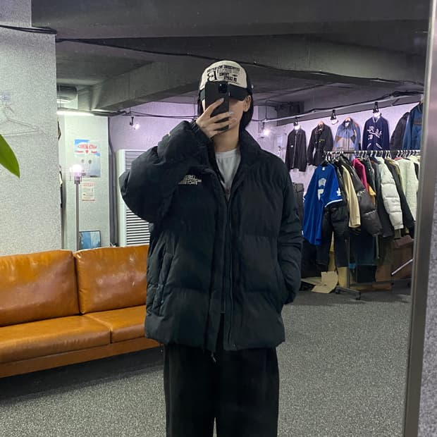 노스페이스 화이트라벨 블랙 눕시 다운 숏 패딩 B3189