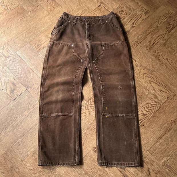 [28]칼하트 USA 빈티지 페이딩 다크브라운 더블니 워크 팬츠