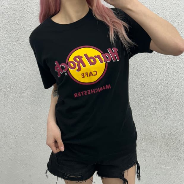 재팬 하드록 프린팅 블랙 반팔 S