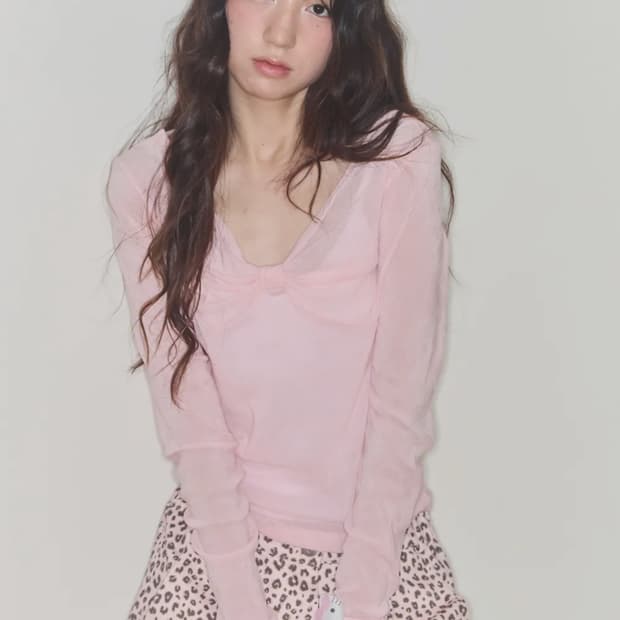 샤키리 쉐리 리본 벨벳 탑