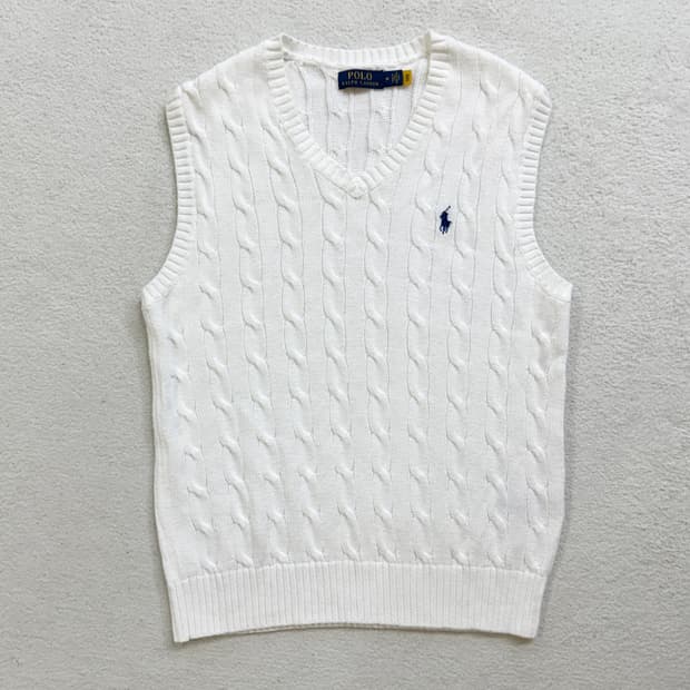 폴로 화이트 니트조끼 베스트