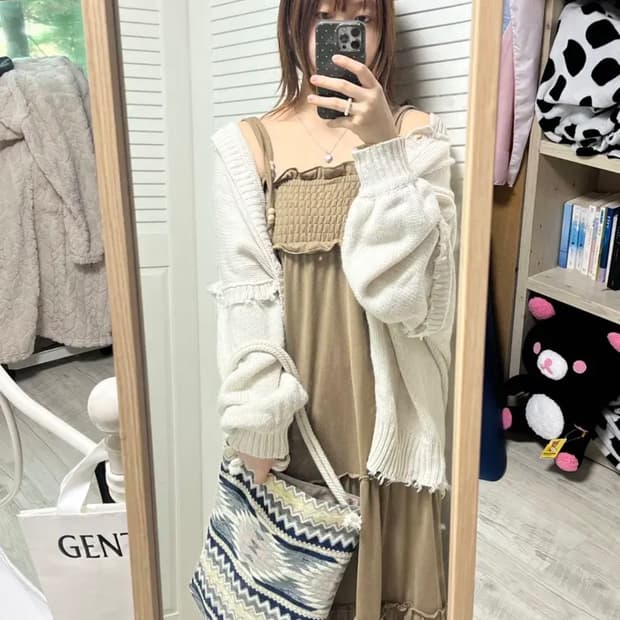 카키 롱원피스 빈티지 모리걸