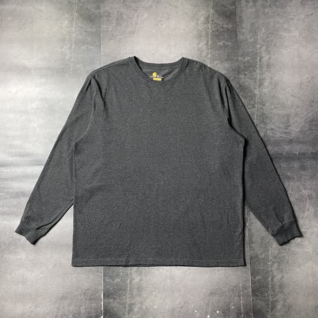 CARHARTT 칼하트 K231 차콜 레터링 긴팔 티셔츠 A00961