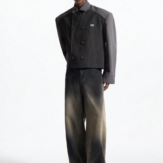 벌룬 와이드 커브드 데님 팬츠 S