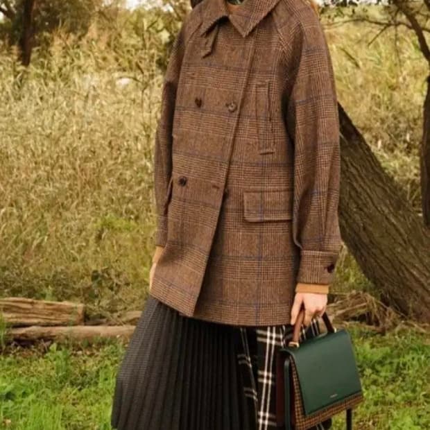 앤더슨벨 히로스 캐시미어 오버사이즈 체크 피코트