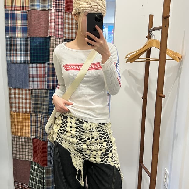 히스테릭글래머 화이트 메쉬 로고 롱슬리브