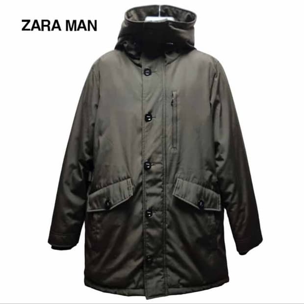 zara man 자라맨 겨울 야상 패딩 카키컬러 남성패딩