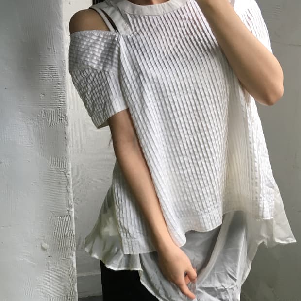 Sacai 사카이 화이트 레이어드 블라우스