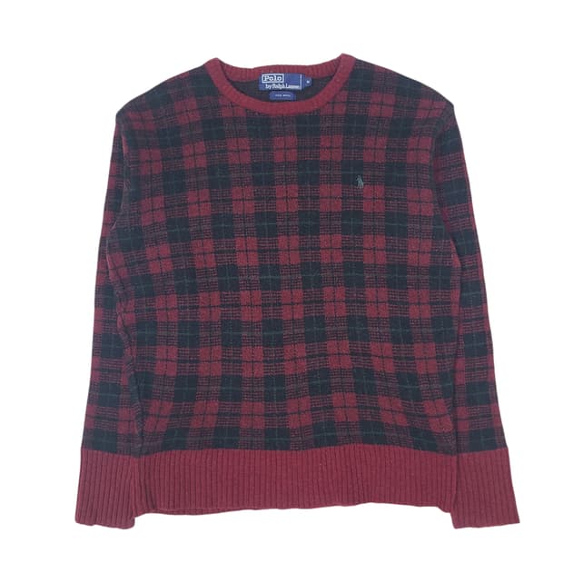 폴로 랄프로렌 체크 울 니트