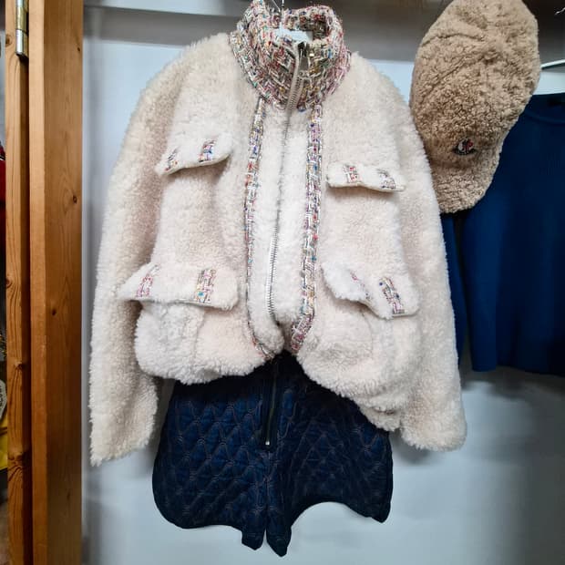 듀엘 양모 트위드 집업. 수입 퀼팅 본딩팬츠