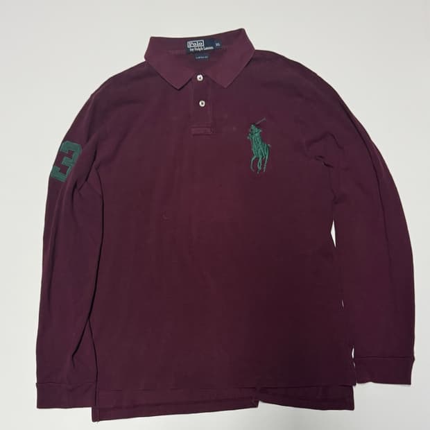 정품 폴로 랄프로렌 빅 포니 카라티 버건디 XL