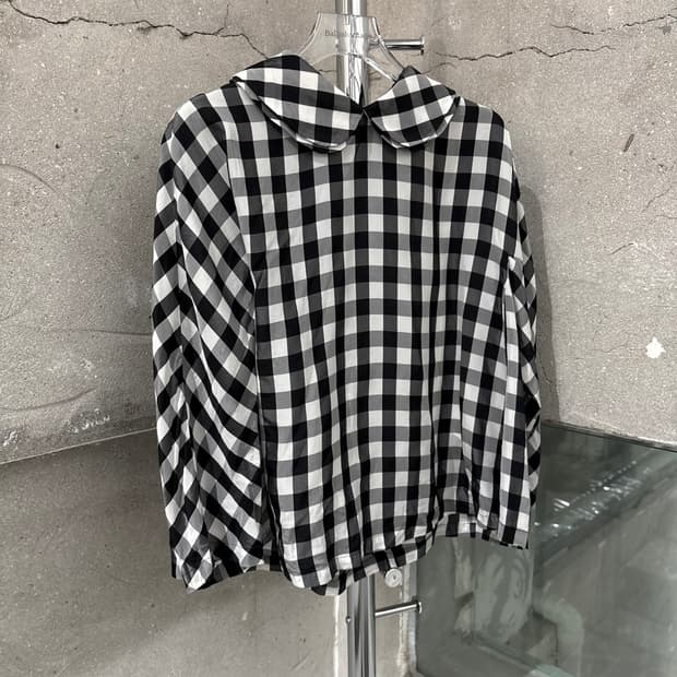 꼼데가르송 체크 패턴 블라우스